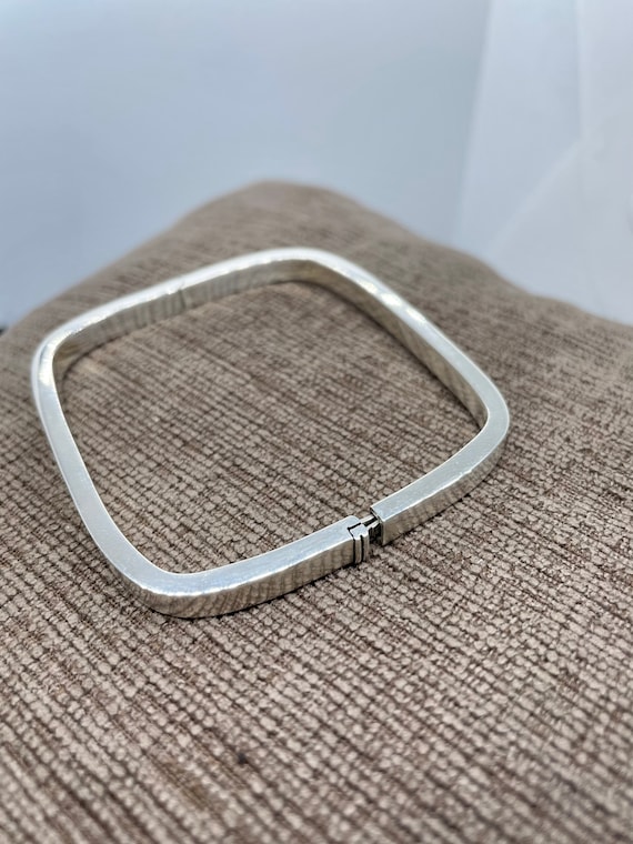 Sterling Silver Square Bangle rectangular Shape Bangle unisex