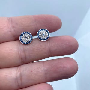 Sterling Silver Evil Eye Earrings-Evil Eye Stud Earrings-Evil Eye Jewelry