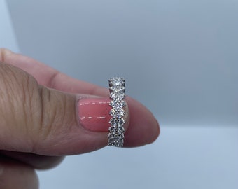 Bague d’éternité en argent sterling 925 - bague de fiançailles - bague mignonne - bague empilable - bague demi-éternité - bague de promesse