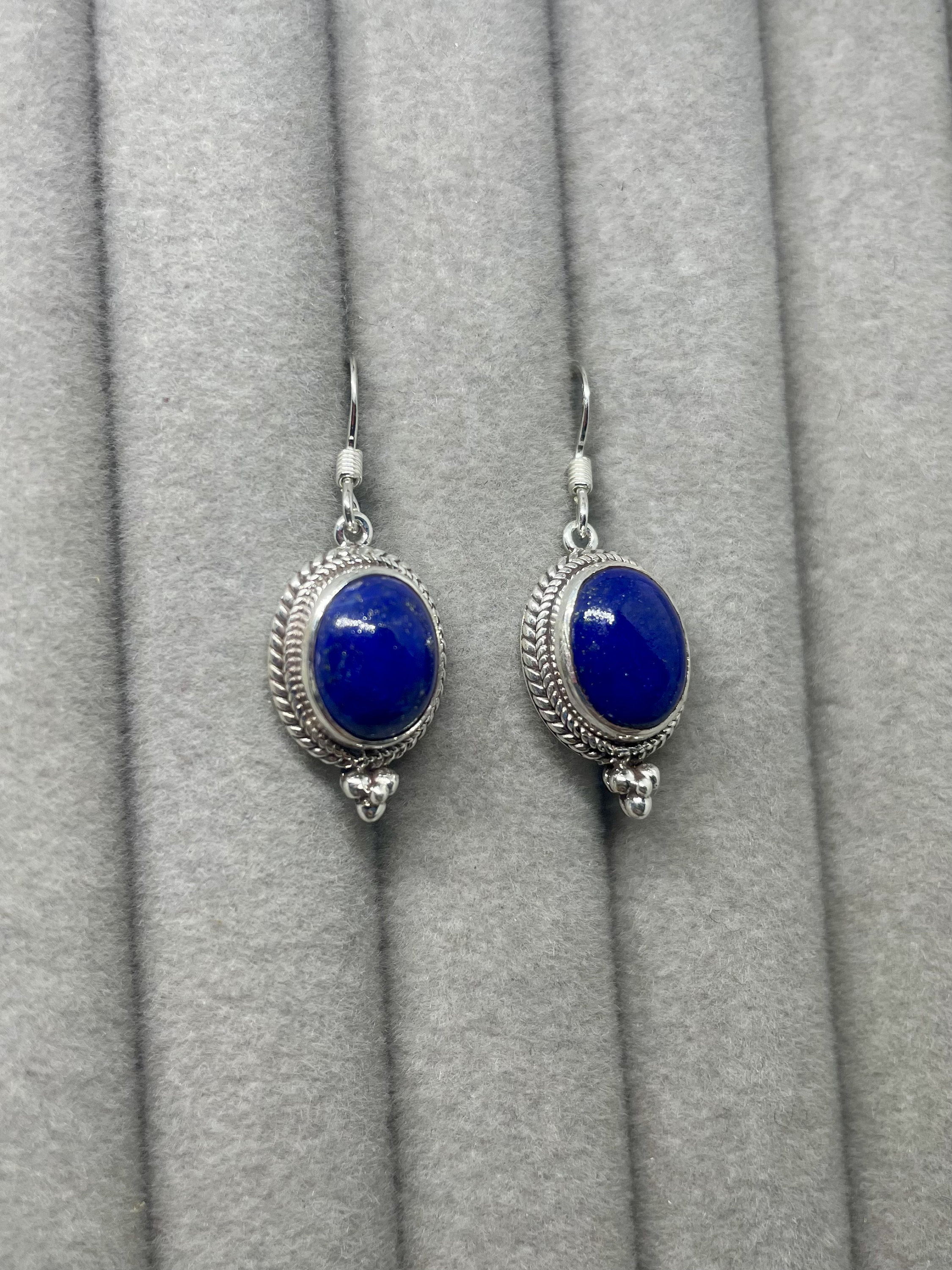 Sterling Silver Natural Lapis Lazuli Earrings- Gemstone Earrings- Lapis Earrings