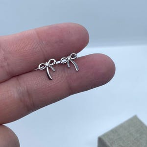 Sterling Silver Bow Stud Earrings- Bow Ear stud-Minimalist Jewelry-Everyday Earrings