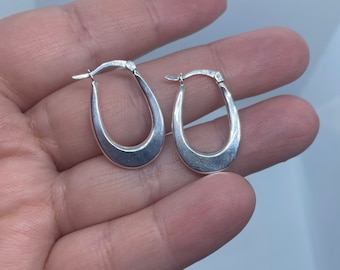 Sterling Silver Oval Hoop Earrings-Everyday Hoops - Silver Hoop Earrings