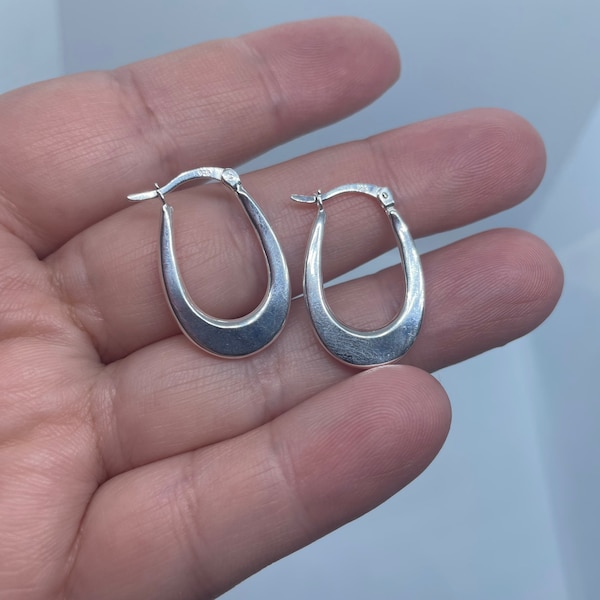 Sterling Silver Oval Hoop Earrings-Everyday Hoops - Silver Hoop Earrings