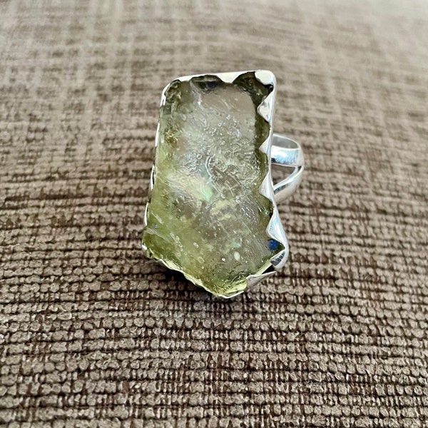 Sterling Silver Roman Glass Ring- Free Shape Ring
