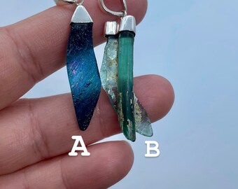 Colgante de cristal romano de plata de ley con forma libre - Joyería unisex