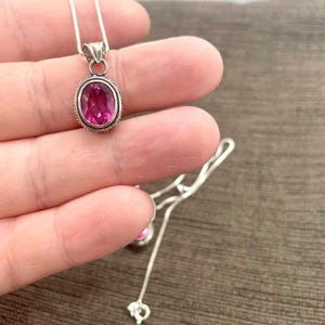 Sterling Silver Natural Pink Topaz Pendant- Topaz Jewelry- Pink Topaz Necklace