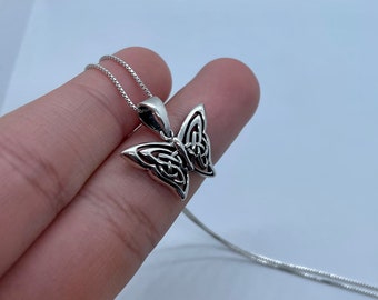 Sterling Silver Butterfly Pendant-Celtic Pendant -Butterfly Necklace-Everyday Jewelry