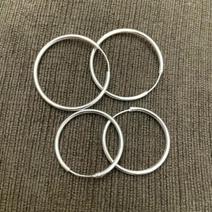 925 Sterling silver endless hoop earrings-light weight-classic-round hoop