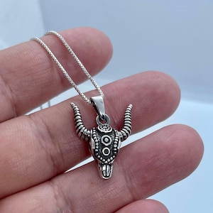 Sterling Silver Egyptian Eye Pendant-Sterling Silver Bull Head Pendant-Silver Pendant