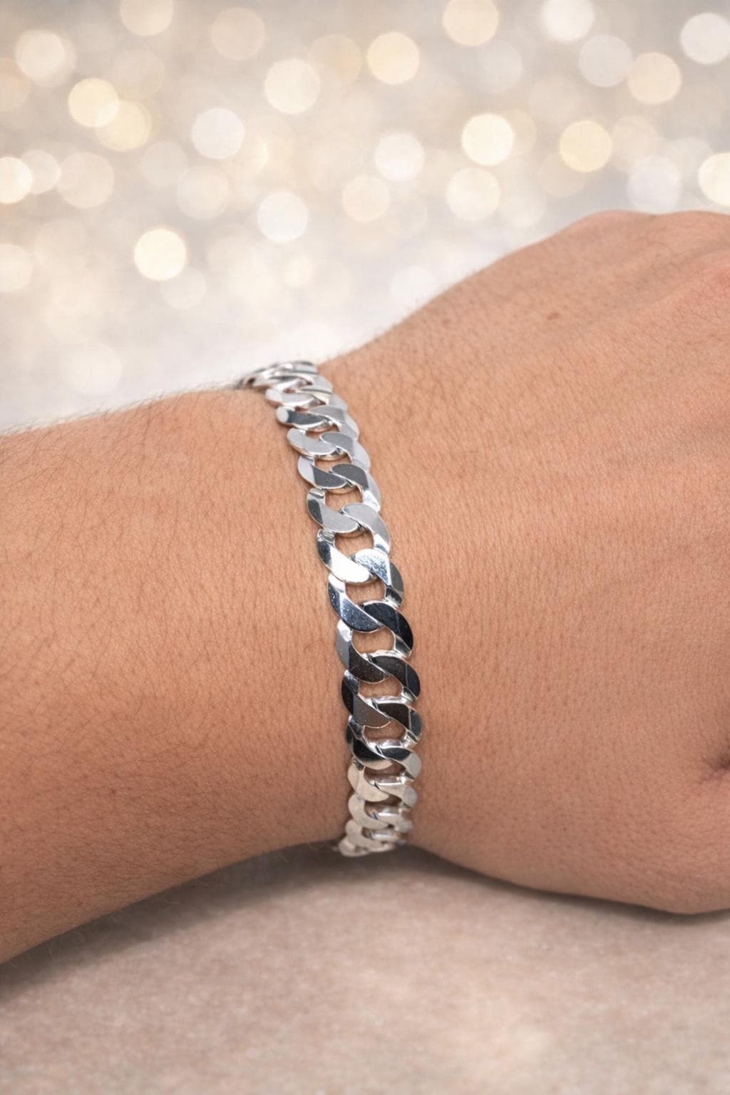 Sterling Silver Flat Curb Chain Bracelet - Silver Bracelet