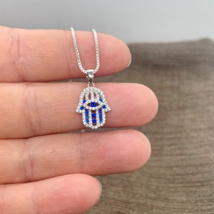 Sterling Silver Hamsa Necklace- Hamsa Pendant- Hamsa Protection Necklace- Hamsa Jewelry