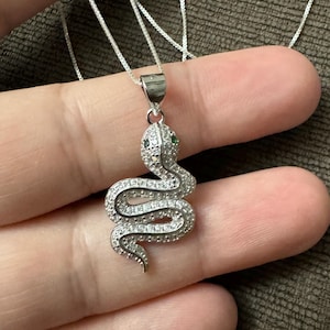 Sterling Silber Schlange Anhänger - Schlange Halskette - Schlange Schmuck