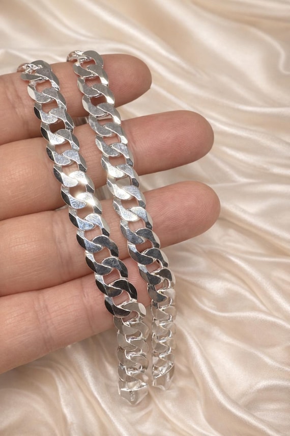 Sterling Silver Flat Curb Chain Bracelet - Silver Bracelet