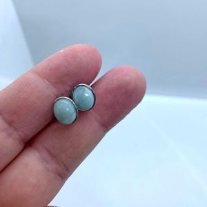 Sterling Silver Larimar Stud Earrings-925 Sterling Silver Earrings- Larimar Earrings