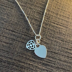 Sterling Silver Double Heart Charm Necklace- Heart Pendant- Heart Necklaces-For Any Occasions