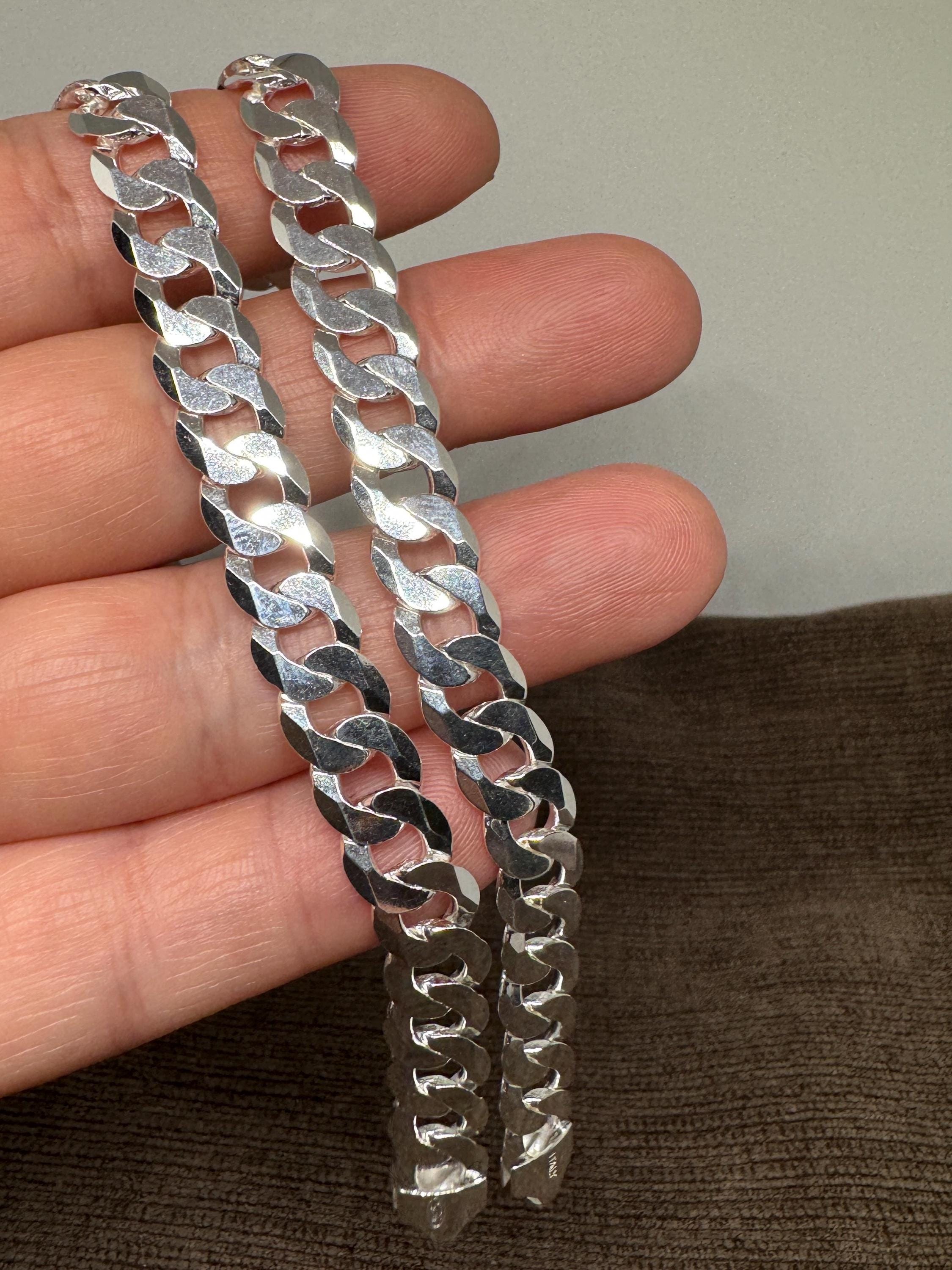 その他 FLAT CHAIN CUSTOM silver BANGLE 3mm Handmade Sterling Silver Flat Slip-on Square-top