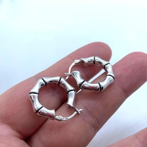 Créoles en bambou en argent sterling à porter au quotidien-Poids léger-Belle-vibe vintage