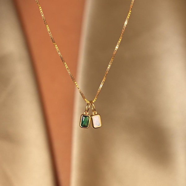 925 Sterling Silver Birtshtone Necklace | Personalised Aquamarine Charm Necklace | Opal Pendant |Custom Birthstone Necklace |Valentines Gift