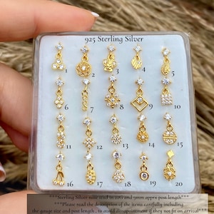 Sterling Silver Dangle Nose Pins Sterling Silver Dangle Nose Pins