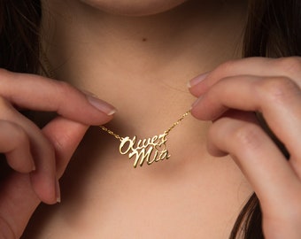 925 Sterling Silver Double Name Necklace | Couple Name Pendant | Personalised Gift For Mom | Two Name Necklace With Heart|Kids Name Necklace