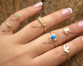 Gold Opal Rings | Opal Ring For Women | Gold Simple Dainty Jewelry | Celestial Jewelry | Wife Gifts For Her Girlfriend | 925 Sterling Silver
