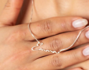 Sterling Silver Minimalist Name Necklace | Custom Name Necklace | Personalised Name Necklace | Custom Nameplate Necklace | Bridesmaid Gift