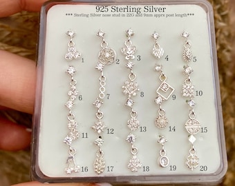 925 Sterling Silver Dangling Nose Stud | Butterfly Nose Stud | Sterling Silver Nose Ring | indian Nose Stud | Pin Nose Stud | Thin Nose Ring