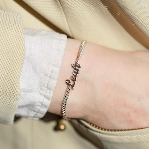 Bracelet prénom personnalisé en argent sterling 925 | Bijoux prénom personnalisés | Cadeau fête des pères | Cadeau pour lui | Bracelet prénom enfant