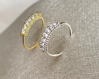 Sterling Silver Gold Hoop Nose Ring | 3 Ball Nose Ring | 925 Sterling Silver Nose Ring | Seamless Nose Ring |  Indian Hoop Nose Ring