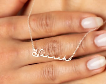 Sterling Silver Handwriting Name Necklace | Gold Name Necklace | Gold , Rose Gold , Silver | Best Friend Valentines Gift | Christmas Gift