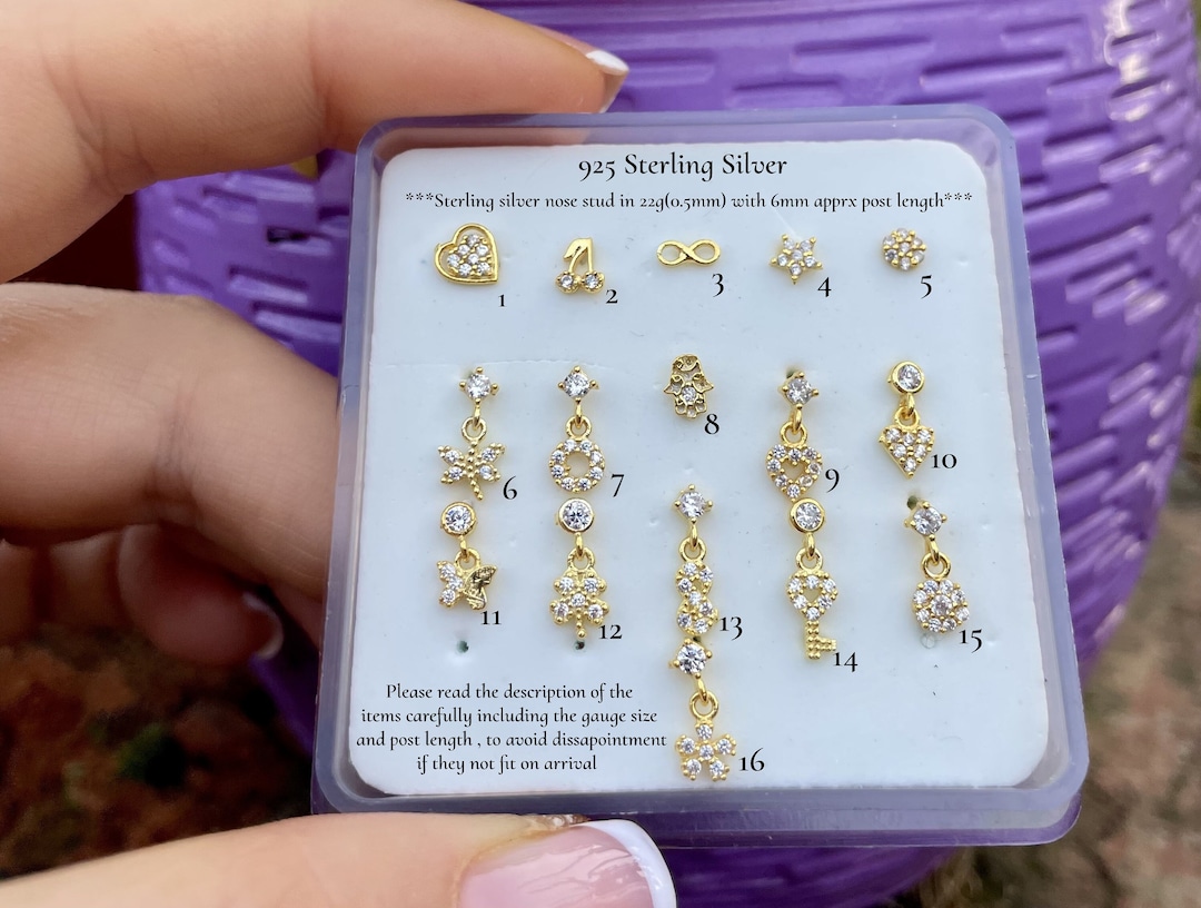 Buy Sterling Silver Dangling Nose Stud Butterfly Heart Nose Stud  Indian Nose Stud Tiny Nose Stud Nose Bone Style Cute Nose Stud Online  in
