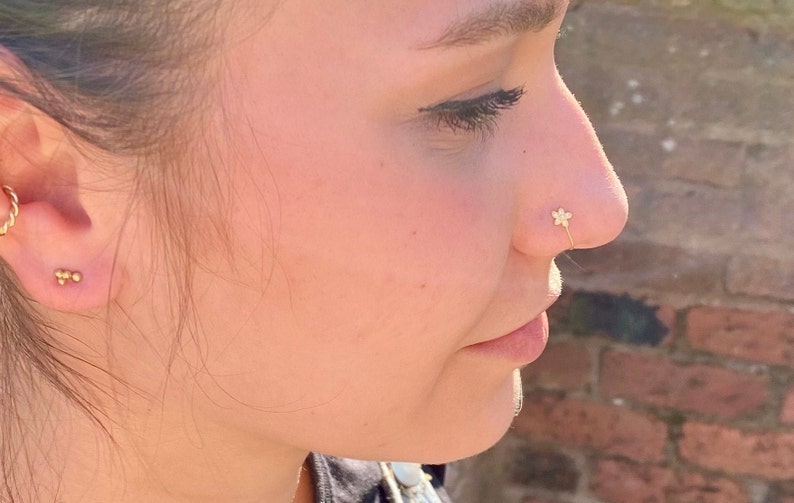 Sterling Silver Tiny Cute Nose Ring Body Jewelry, No Pierced fake nose cuff, NON PIERCING nose ring Jewelry, Clip on Nose cuff. image 4