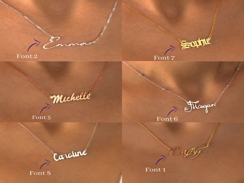 Gold Name Necklace Sterling Silver Handwriting Name Necklace Gold , Rose Gold , Silver Best Friend Valentines Gift Mom Birthday Gift image 6