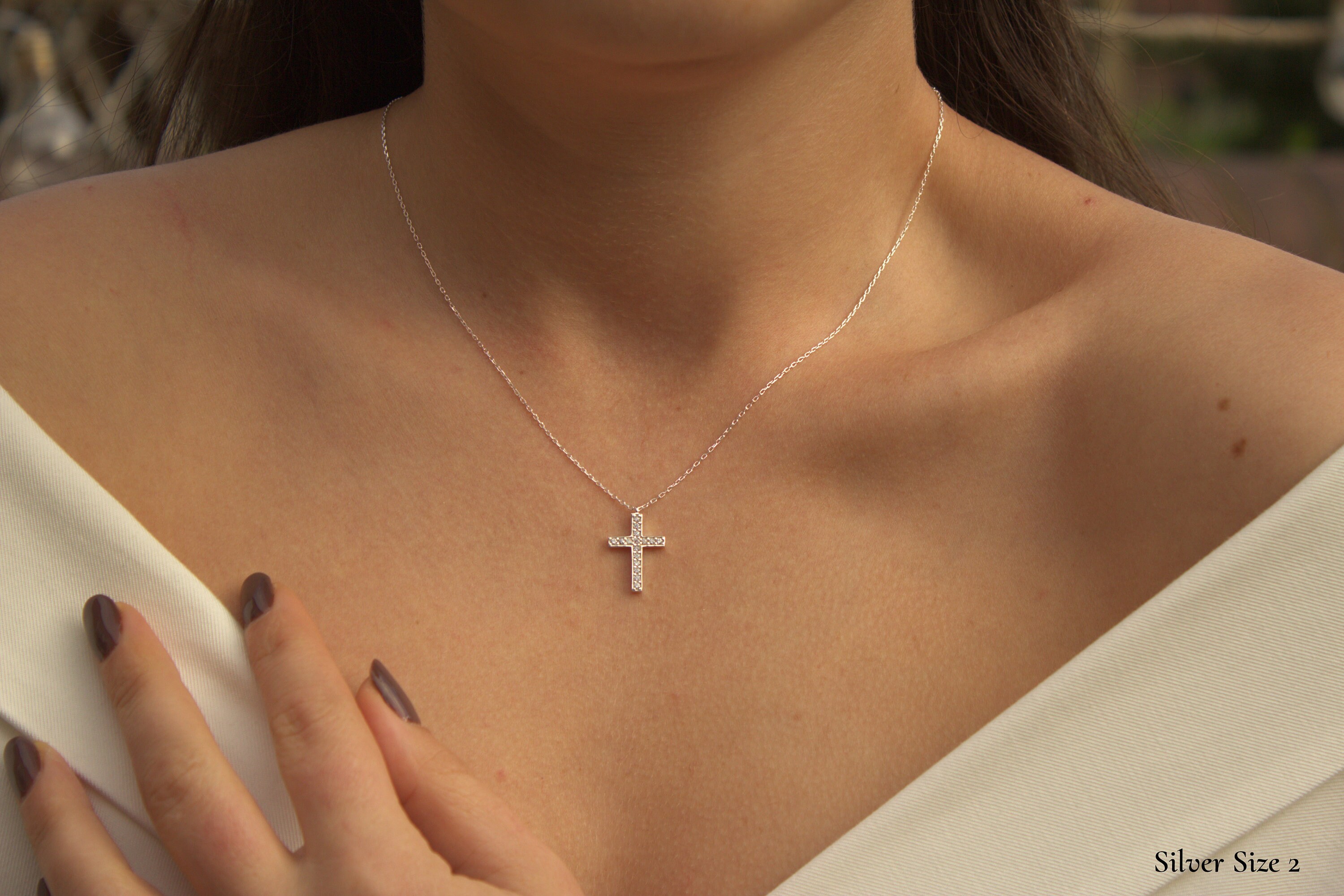 925 Sterling Silver Cross Necklace | Cubic Zirconia Cross