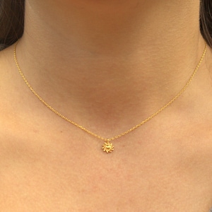 925 Sterling Silver Gold Egyptian Sun Figure Pendant Chain Necklace | Dainty Gold Necklace | Tiny Gold Sun Necklace | Christmas Gift |