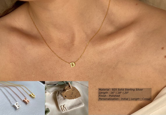 925 Sterling Silver Initial Necklace 