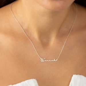 Gold Name Necklace Sterling Silver Handwriting Name Necklace Gold , Rose Gold , Silver Best Friend Valentines Gift Mom Birthday Gift image 3