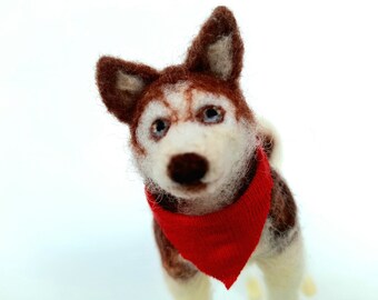 Dog Needle Felting  husky Needle Felting  - husky dog personalized / needle felted pet Sculpture / Needle Felted / Beginner