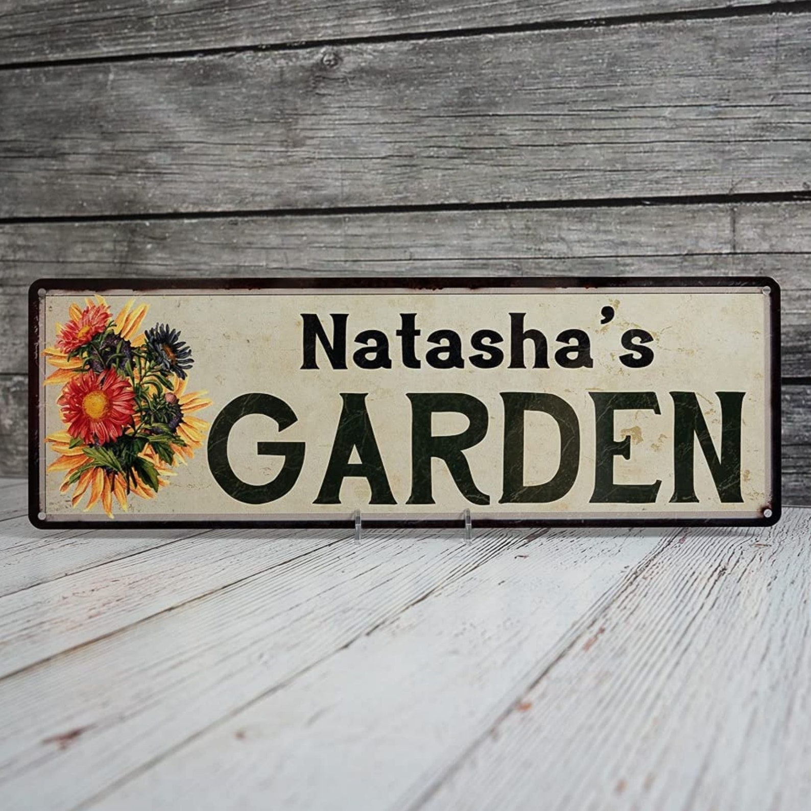 Personalized Garden Sign Flower Rustic Custom Name Decor | Etsy