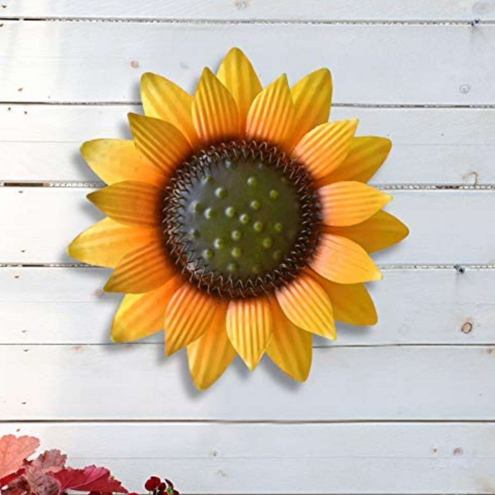 Metal Sunflower Wall Art Decor 12 Inch Yellow Etsy