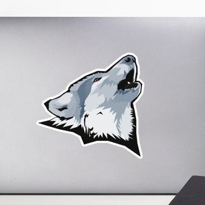 Heulender grauer Wolf Sticker || Hochwertige Vinyl, wasserdichte Aufkleber