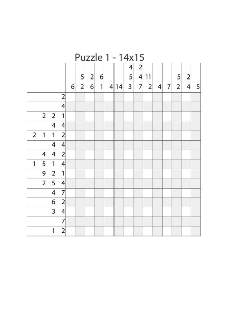 52 Printable PDF Nonograms Hanjie Puzzles for Adults Volume 1