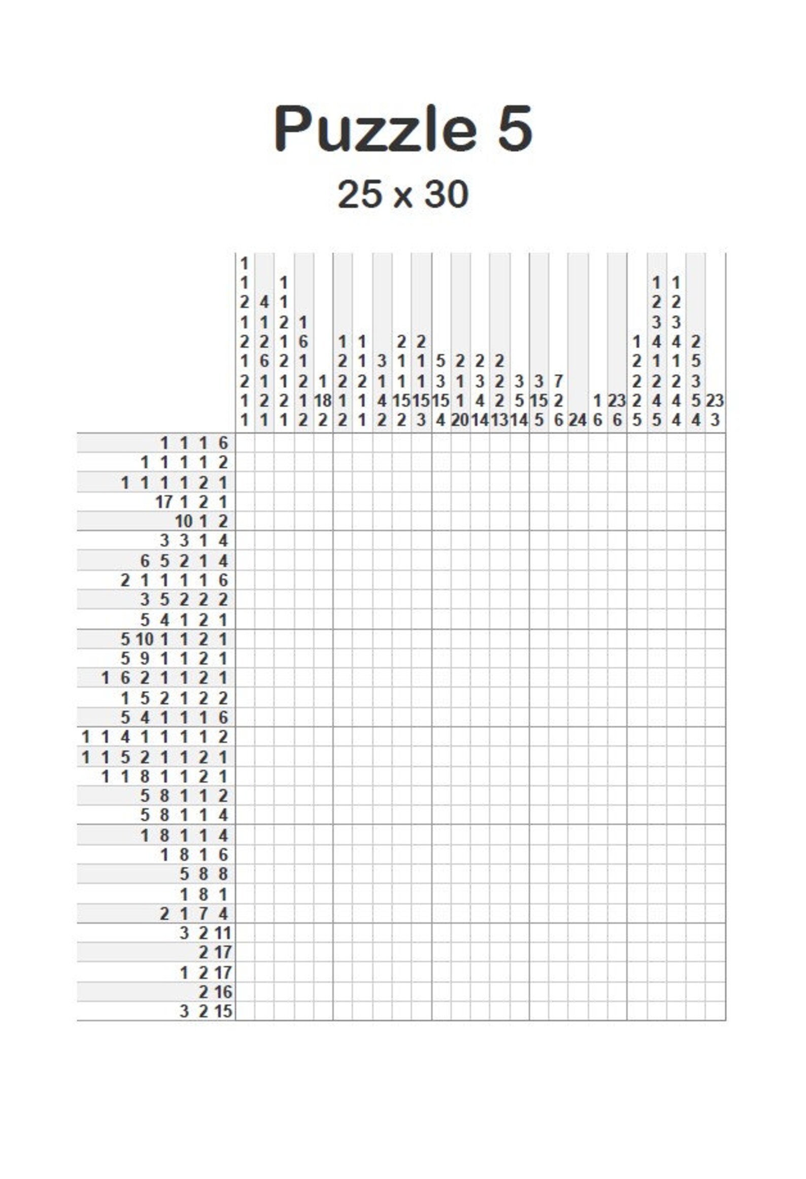 52 Printable PDF Nonograms Hanjie Puzzles for Adults Volume 2