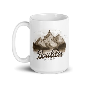 Boulder Mountain Sketch Mug || Colorado Mug, Rocky Mountain Mug, Aesthetic Art