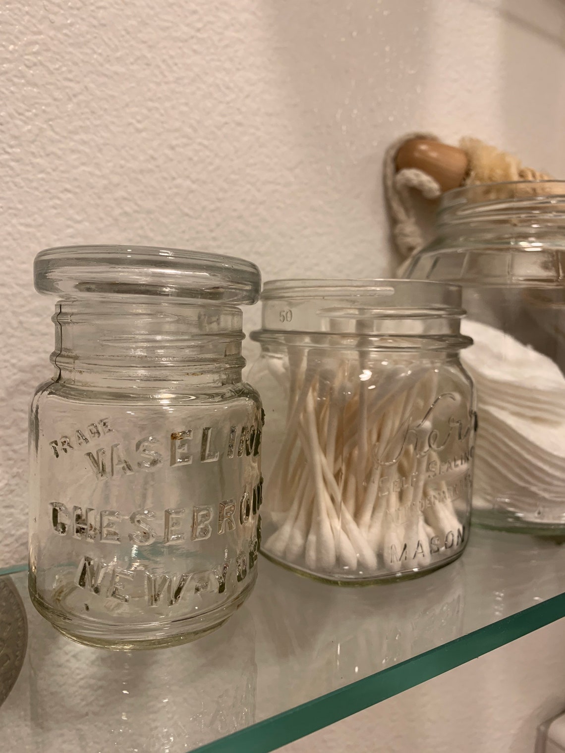 Vintage Glass Vaseline Jar w Lid Etsy