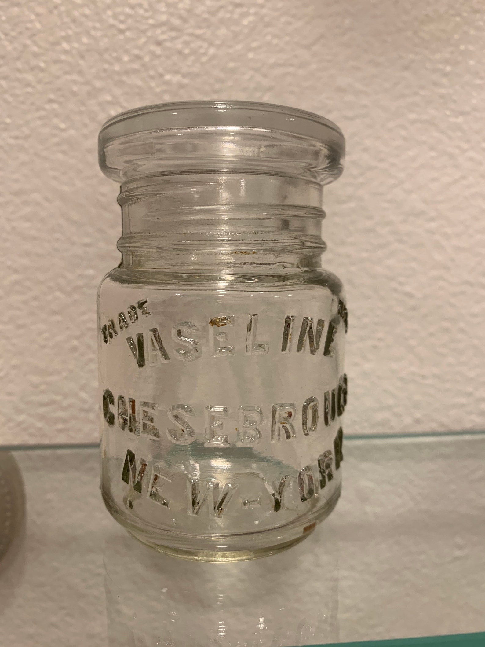 Vintage Glass Vaseline Jar w Lid Etsy