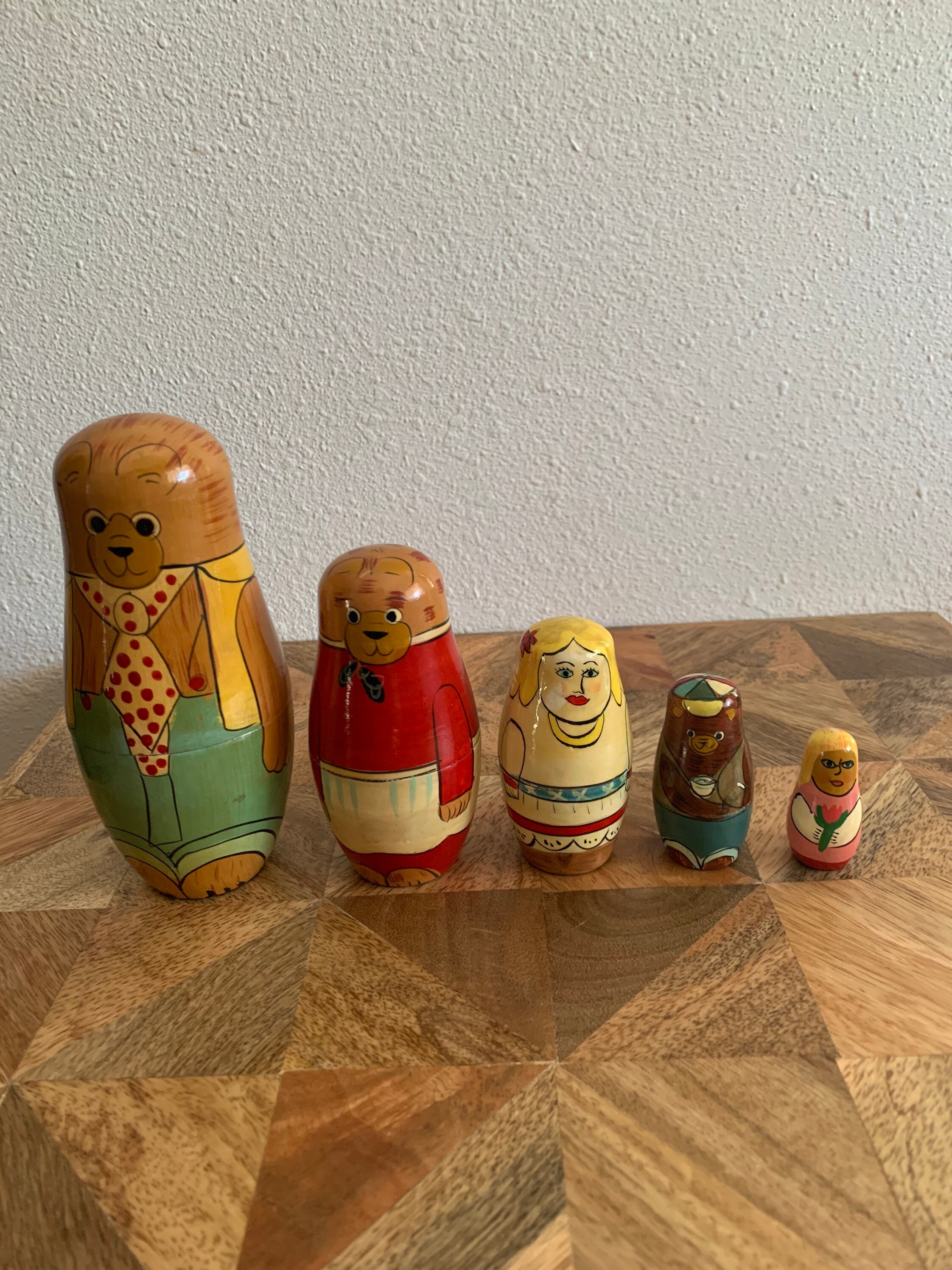 Vintage Goldilocks and Three Bears Nesting Dolls Etsy