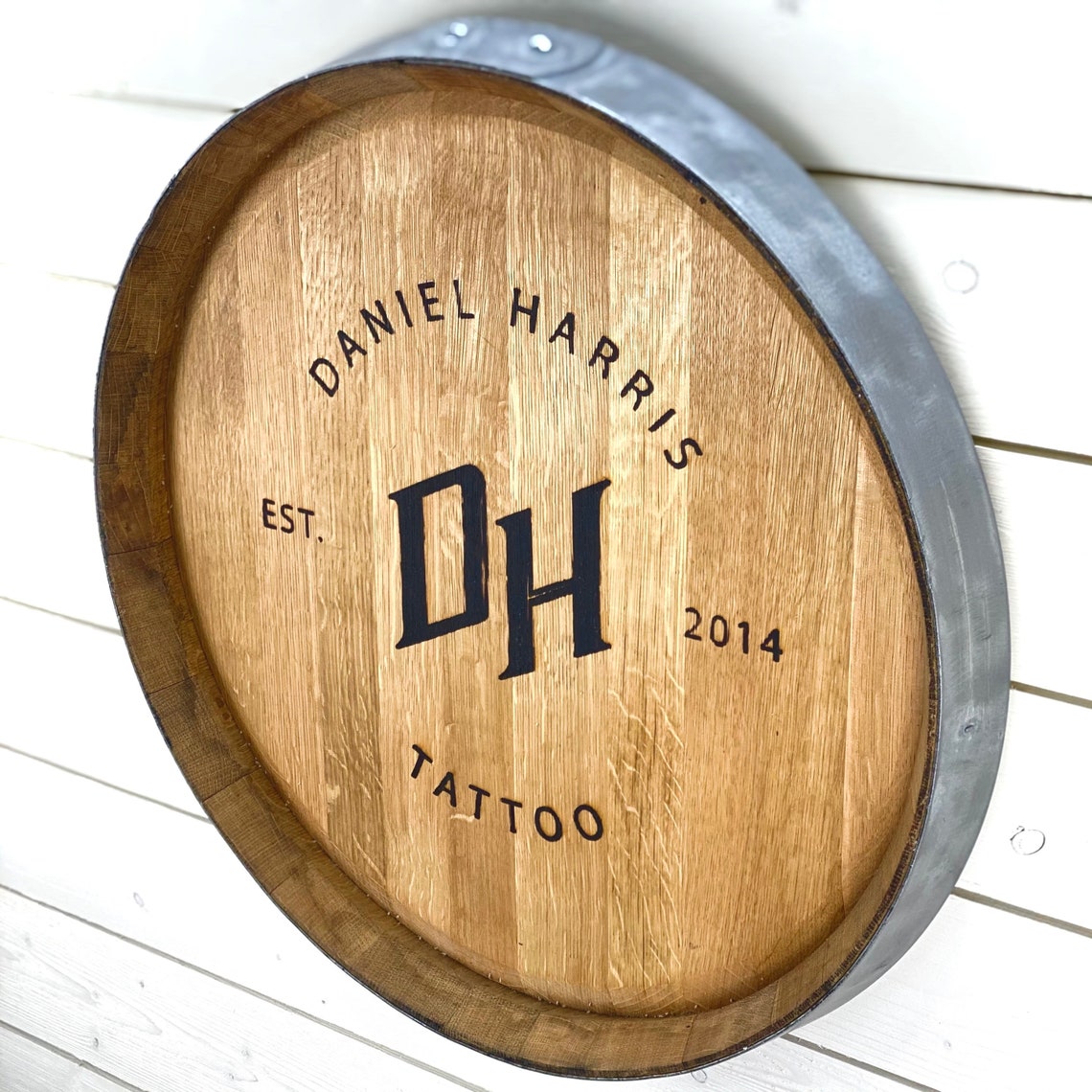 Custom Engraved Wine Barrel Lid Natural finish Etsy