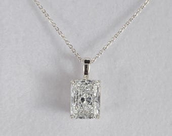 2 Carat Radiant Cut Lab Grown Diamond Necklace | IGI Certified, 14k Gold or Platinum, Diamond Pendant