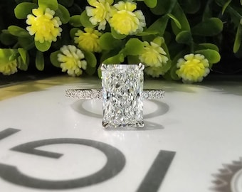 2.00 Carat Radiant Cut Lab Grown Diamond Engagement Ring | Hidden Halo, Pavé Shank, IGI Certified, 14k Gold